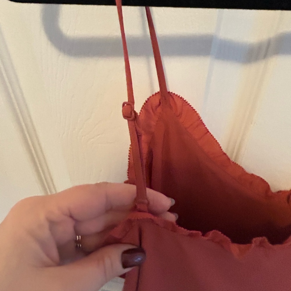 Loft Ruffled Spaghetti Strap Top - Rust - Picture 3 of 4